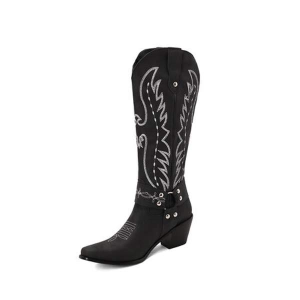 Women'S Ethnic Embroidered Chunky Heel Mid Heel Boots 49418495C