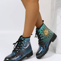 Women's Fashion Utility Print High Top Leather Boots 03786333C
