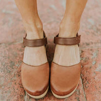 Women'S Retro Toe Buckle Wedge Sandals 54111434C
