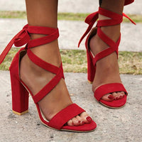 Women's Fashion Strap Chunky Heel Solid Color Sandals 77911604C