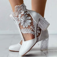 Women'S Lace High Heel Sandals 86665395C
