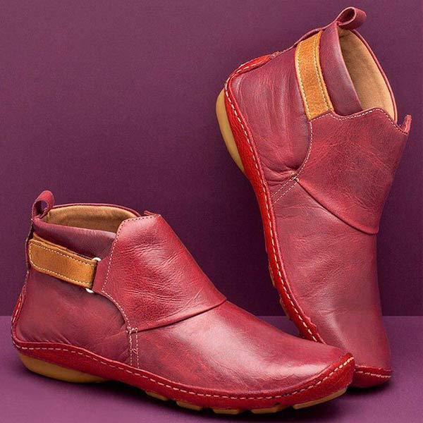 Women'S Vintage Velcro Flat Ankle Boots 38962573