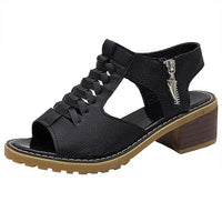 Women'S Side Zipper Casual Chunky Heel Sandals 30482707C