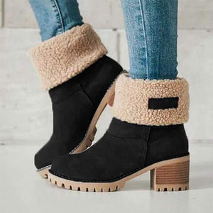 Women'S Mid-Tube Chunky Heel Suede Boots 57775767