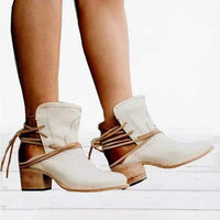 Women'S Vintage Back Lace Up High Heel Booties 34320110C