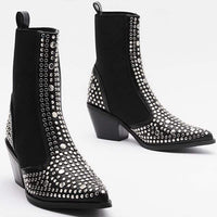 Women'S Pointed Toe Sexy Studded Elastic Booties 02863725C