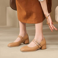 Women'S Retro Buckle Chunky Heel Mary Jane Shoes 74842450C