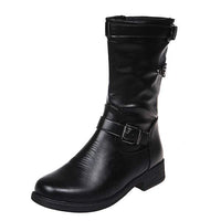 Women'S Flat Mid-Top Leather Boots 82811909C