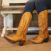 Women'S Ethnic Embroidered Chunky Heel Mid Heel Boots 49418495C