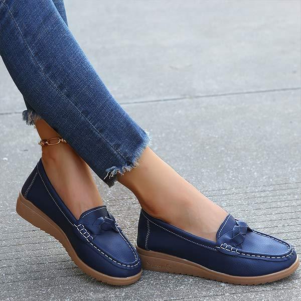 Women'S Round Toe Soft Sole Comfortable Four Seasons Loafers 67750448C