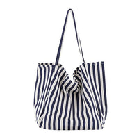 Women's Retro Stripe Large Capacity Shoulder Canvas Bag 43809237C