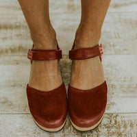 Women'S Retro Toe Buckle Wedge Sandals 54111434C