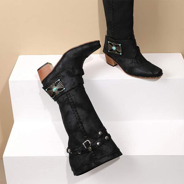 Women'S Vintage Belt Buckle Tall Boots 72427539C