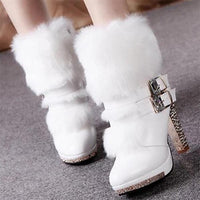 women's chunky heel high heel fur integrated snow boots 28872002C