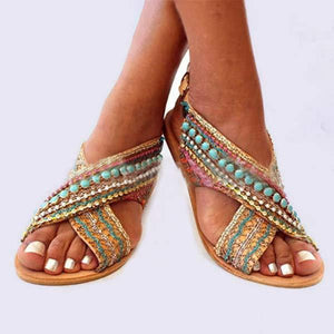 Women'S Ethnic Style Boho Open Toe Flat Sandals 22944322C