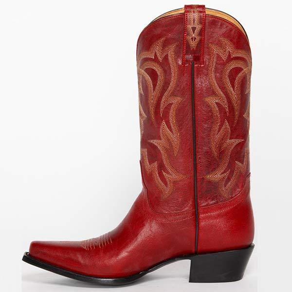 Women'S Pointed Toe Mid Block Heel Sleeve Mid Cuff Western Boots 67883861C