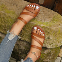 Women's Round Toe Open Toe Flat Sandals 50997545C